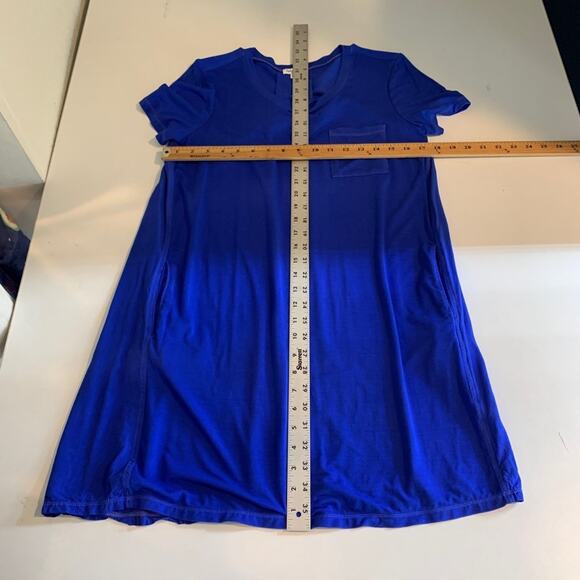 Splendid Tee Dress Womens S Small Royal Short Sleeve Chest Pockets Stretch Mini - Picture 7 of 11